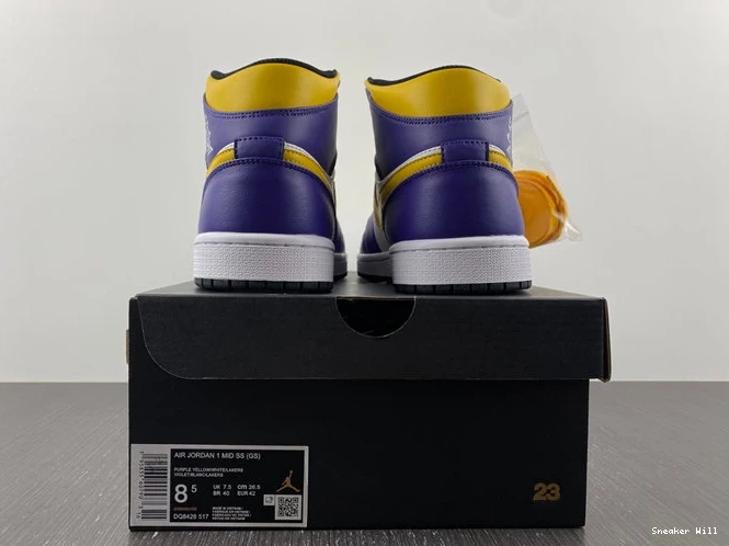 435 Jordan 1 Lakers 8617 Mid DQ8426- Fashionable 0531